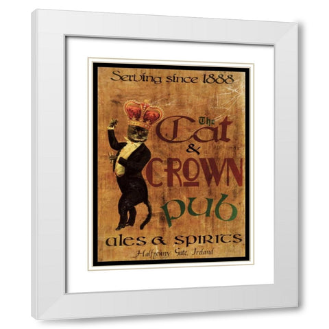 Cat and Crown Pub White Modern Wood Framed Art Print with Double Matting by Giacopelli, Jason