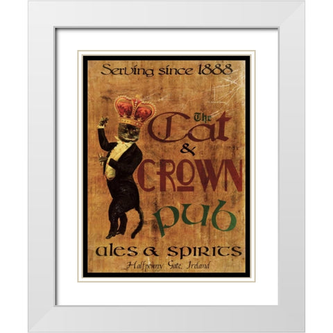 Cat and Crown Pub White Modern Wood Framed Art Print with Double Matting by Giacopelli, Jason
