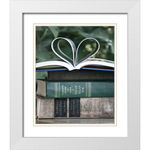 Love Books I White Modern Wood Framed Art Print with Double Matting by Guinn, Katie