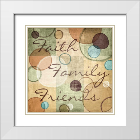 Faith Family Friends White Modern Wood Framed Art Print with Double Matting by Harbick, N