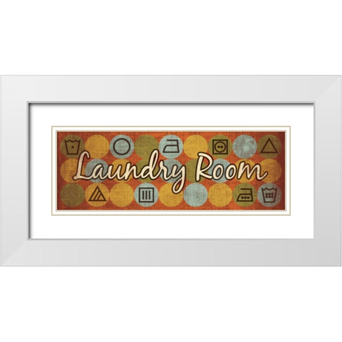 Laundry Symbols Panel I White Modern Wood Framed Art Print with Double Matting by Harbick, N