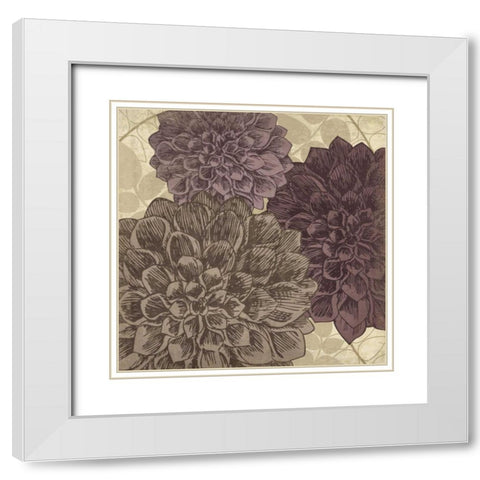 Dahlia II White Modern Wood Framed Art Print with Double Matting by Harbick, N
