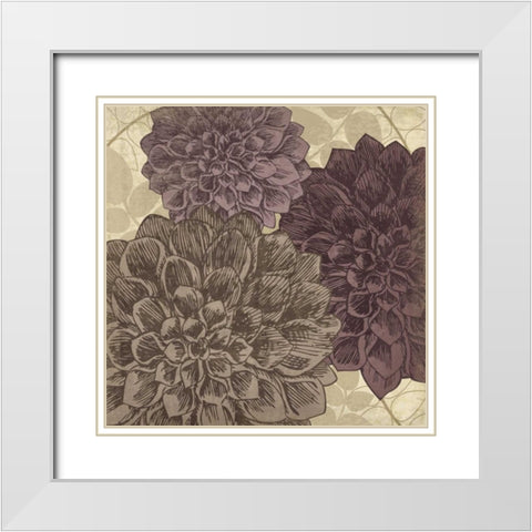 Dahlia II White Modern Wood Framed Art Print with Double Matting by Harbick, N