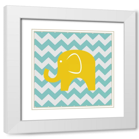 Chevron Elephant White Modern Wood Framed Art Print with Double Matting by Harbick, N