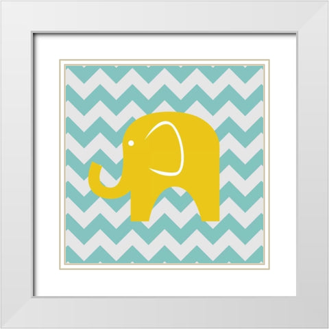 Chevron Elephant White Modern Wood Framed Art Print with Double Matting by Harbick, N