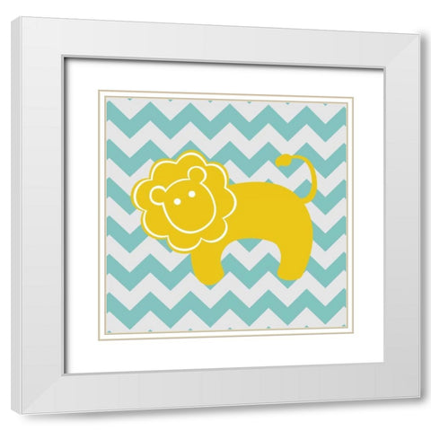 Chevron Lion White Modern Wood Framed Art Print with Double Matting by Harbick, N