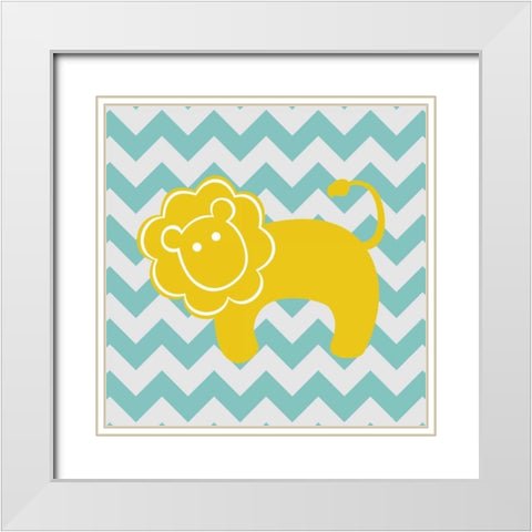 Chevron Lion White Modern Wood Framed Art Print with Double Matting by Harbick, N