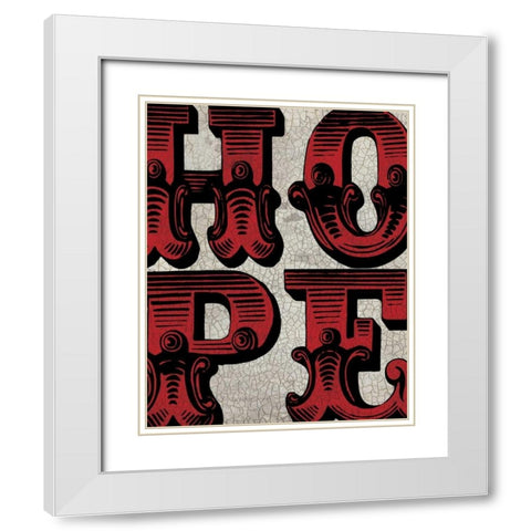 Hope Sign White Modern Wood Framed Art Print with Double Matting by Harbick, N