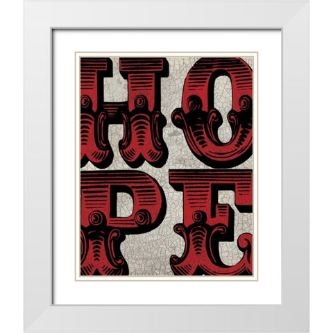 Hope Sign White Modern Wood Framed Art Print with Double Matting by Harbick, N