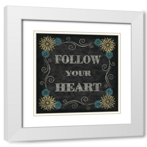 Chalkboard Inspirations I White Modern Wood Framed Art Print with Double Matting by Harbick, N