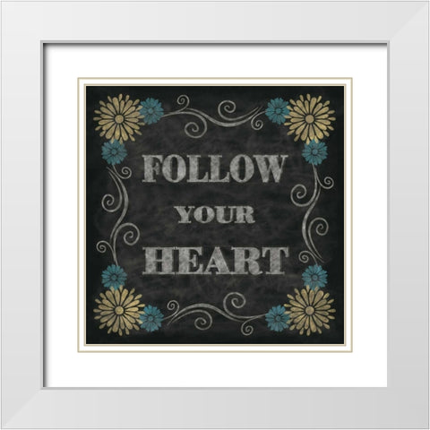 Chalkboard Inspirations I White Modern Wood Framed Art Print with Double Matting by Harbick, N