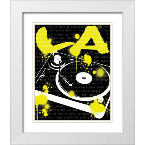 LA Turn Table White Modern Wood Framed Art Print with Double Matting by Harbick, N
