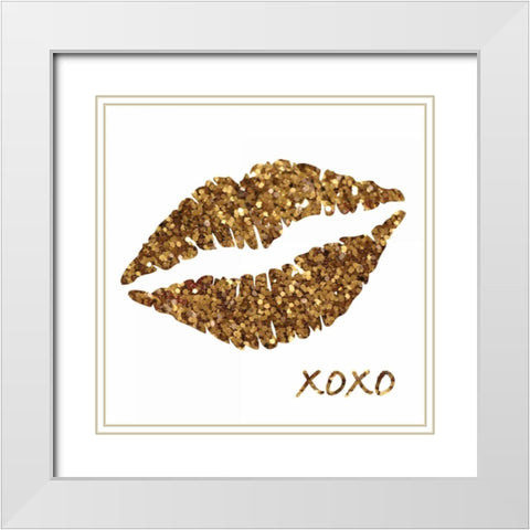 Glitter Lips Sq I White Modern Wood Framed Art Print with Double Matting by Harbick, N.