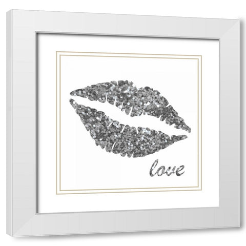 Glitter Lips Sq II White Modern Wood Framed Art Print with Double Matting by Harbick, N.