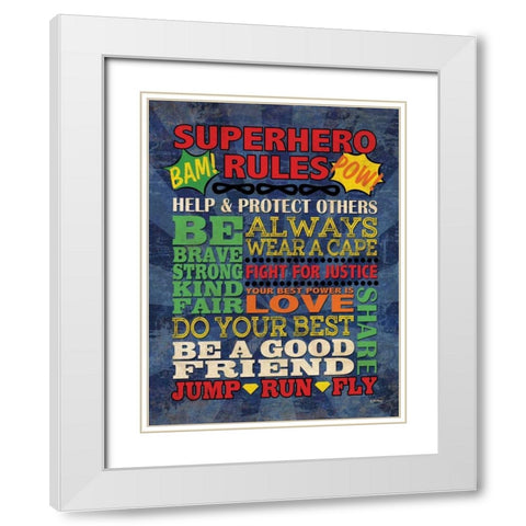 Superhero Rules White Modern Wood Framed Art Print with Double Matting by Harbick, N.