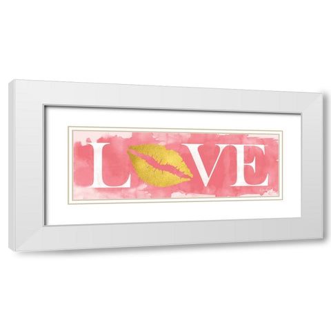 Pink Love White Modern Wood Framed Art Print with Double Matting by Harbick, N.