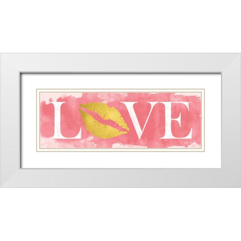 Pink Love White Modern Wood Framed Art Print with Double Matting by Harbick, N.