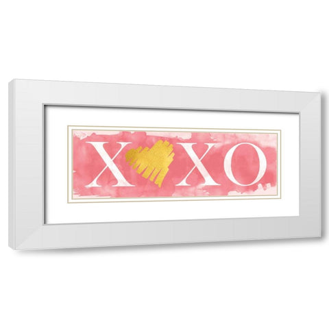 Pink XOXO White Modern Wood Framed Art Print with Double Matting by Harbick, N.