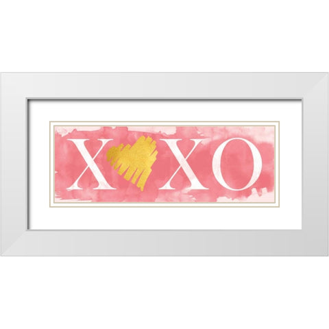 Pink XOXO White Modern Wood Framed Art Print with Double Matting by Harbick, N.