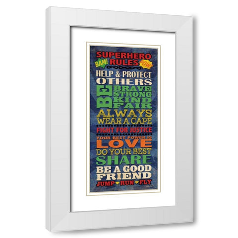 Superhero Rules Panel White Modern Wood Framed Art Print with Double Matting by Harbick, N.