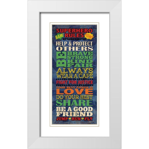 Superhero Rules Panel White Modern Wood Framed Art Print with Double Matting by Harbick, N.