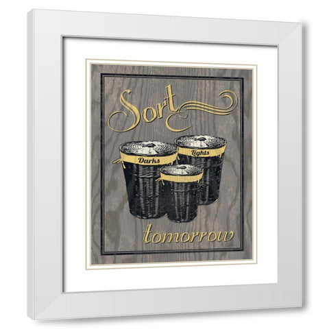 Sort - Gray White Modern Wood Framed Art Print with Double Matting by Harbick, N.