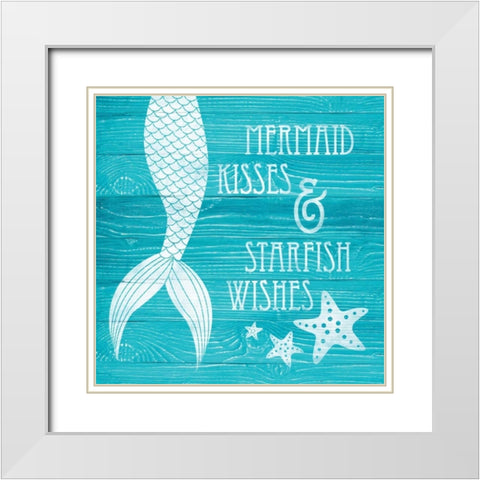 Mermaid Kisses White Modern Wood Framed Art Print with Double Matting by Harbick, N.