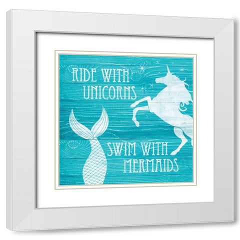 Ride With Unicorns White Modern Wood Framed Art Print with Double Matting by Harbick, N.