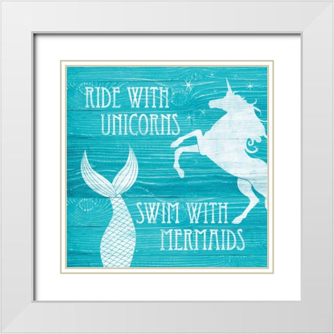 Ride With Unicorns White Modern Wood Framed Art Print with Double Matting by Harbick, N.