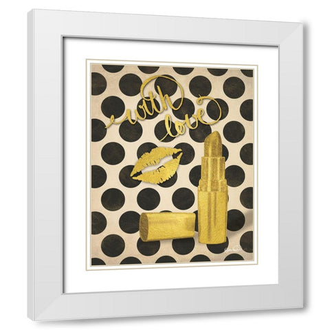 With Love Lipstick White Modern Wood Framed Art Print with Double Matting by Harbick, N.