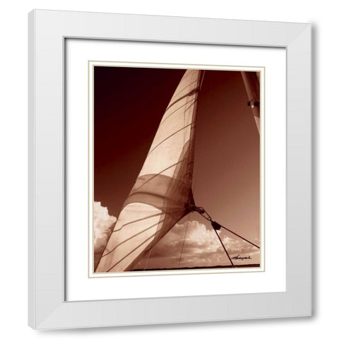 Windward Sail II White Modern Wood Framed Art Print with Double Matting by Hausenflock, Alan