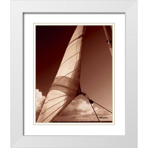 Windward Sail II White Modern Wood Framed Art Print with Double Matting by Hausenflock, Alan