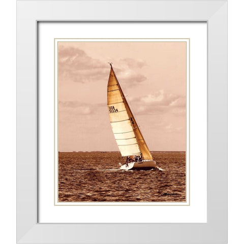 Weekend Sail II White Modern Wood Framed Art Print with Double Matting by Hausenflock, Alan