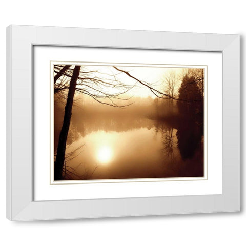 Fog on Shelly Lake II White Modern Wood Framed Art Print with Double Matting by Hausenflock, Alan