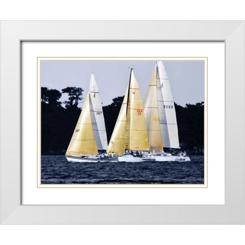 Race at Annapolis I White Modern Wood Framed Art Print with Double Matting by Hausenflock, Alan