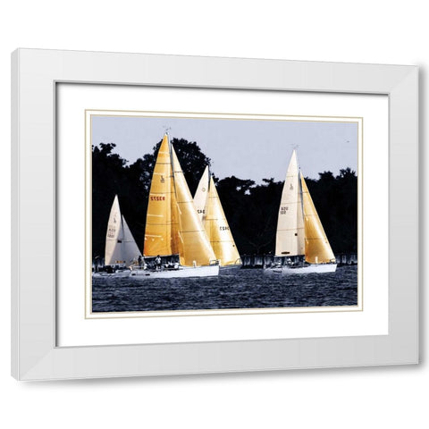 Race at Annapolis II White Modern Wood Framed Art Print with Double Matting by Hausenflock, Alan