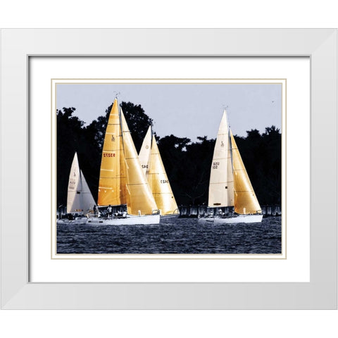 Race at Annapolis II White Modern Wood Framed Art Print with Double Matting by Hausenflock, Alan