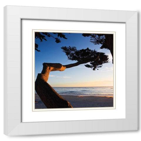 Carmel Sunset I White Modern Wood Framed Art Print with Double Matting by Hausenflock, Alan