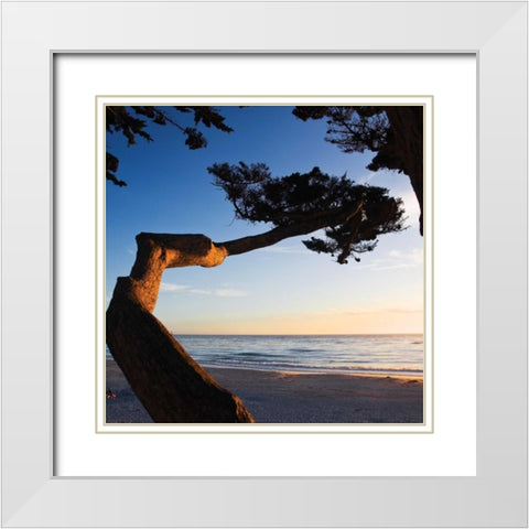 Carmel Sunset I White Modern Wood Framed Art Print with Double Matting by Hausenflock, Alan