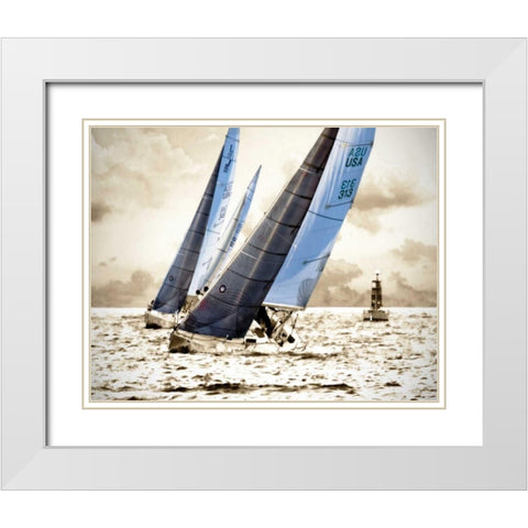 Racing Waters I White Modern Wood Framed Art Print with Double Matting by Hausenflock, Alan
