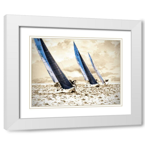 Racing Waters II White Modern Wood Framed Art Print with Double Matting by Hausenflock, Alan