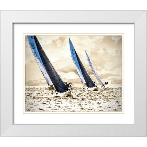 Racing Waters II White Modern Wood Framed Art Print with Double Matting by Hausenflock, Alan