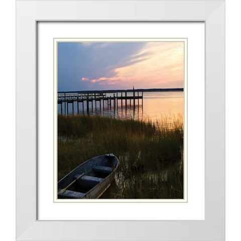 Channel Sunset III White Modern Wood Framed Art Print with Double Matting by Hausenflock, Alan