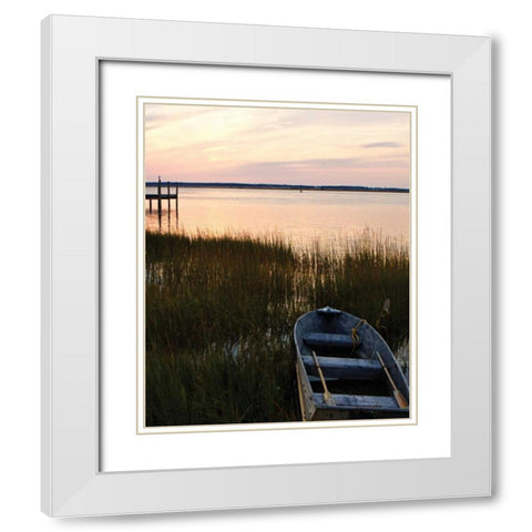 Channel Sunset IV White Modern Wood Framed Art Print with Double Matting by Hausenflock, Alan