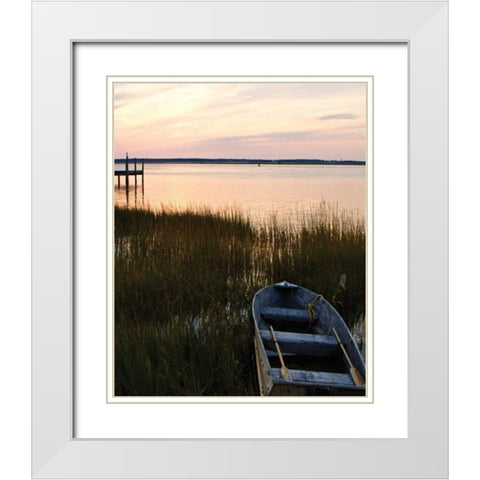 Channel Sunset IV White Modern Wood Framed Art Print with Double Matting by Hausenflock, Alan
