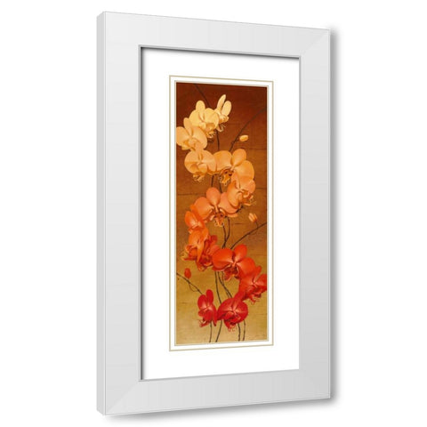 Golden Orchids II White Modern Wood Framed Art Print with Double Matting by Catlett, Kenneth