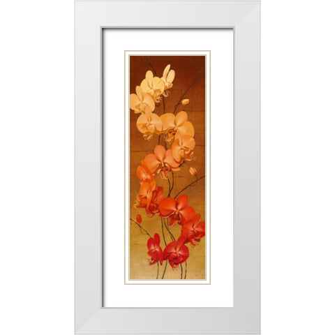 Golden Orchids II White Modern Wood Framed Art Print with Double Matting by Catlett, Kenneth