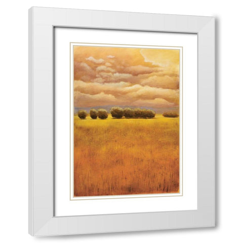 Golden Fields I White Modern Wood Framed Art Print with Double Matting by Girard, Thomas