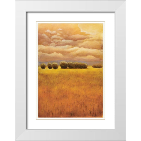 Golden Fields I White Modern Wood Framed Art Print with Double Matting by Girard, Thomas
