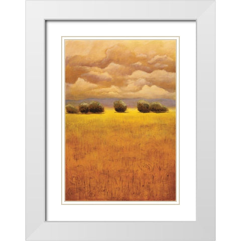 Golden Fields II White Modern Wood Framed Art Print with Double Matting by Girard, Thomas